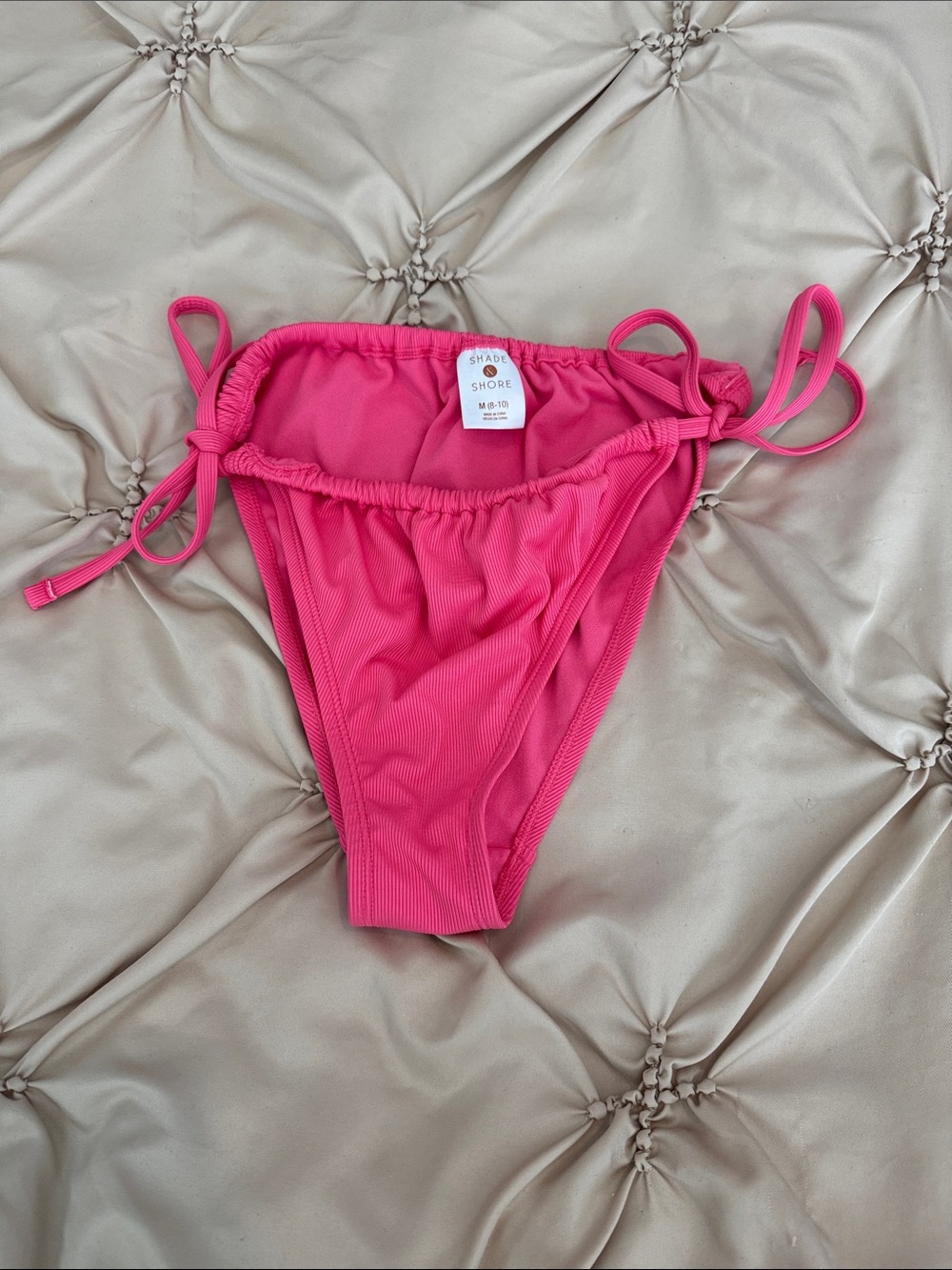 Shade & Shore Girls' Hot Pink Ribbed Tie-Side Swim Bottoms